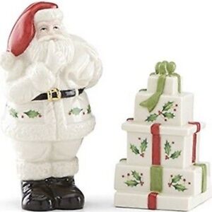 Lenox Holiday Santa & Presents Figural Salt and Pepper Set